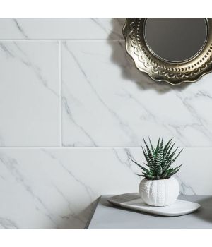 Classics White Carrara Marble Effect Polished Ceramic Wall Tiles