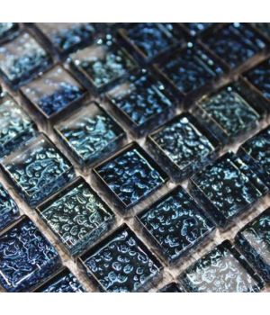 Chromatic Azurite Blue Glitter Glass Mosaic Tiles
