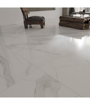 Statuario Grande White Polished Marble Effect Porcelain Tiles