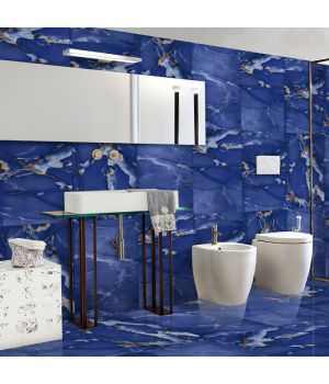 Ashphar Blue Marble Effect Porcelain Tiles