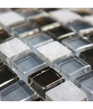 Accord Coal Mine Black Glass & Natural Stone Mosaics