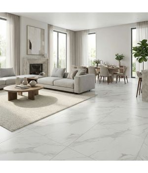 Contempo Stat Marb White Natural 1200x600 Porcelain Tiles