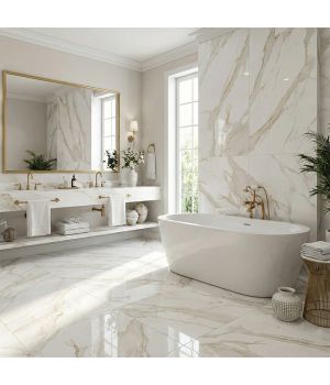 Contempo Stat Marb Gold Polished 1200x600 Porcelain Tiles