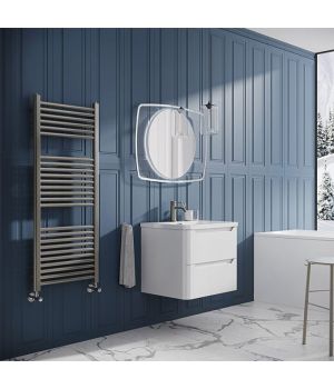 Triton Brushed Nickel Heated Towel Rail - 1200x600mm