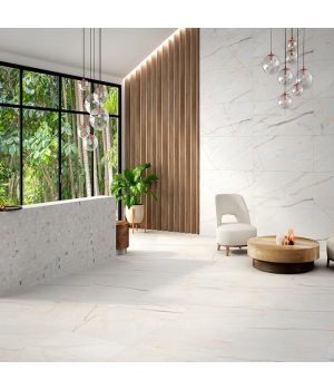 Deli White Matt Marbe Effect Porcelain Tiles 