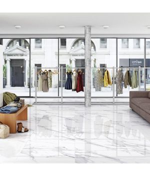 Naples White Polished Marble Effect Porcelain Tiles