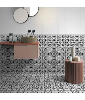 Lyon Cube Pattern Black Matt Ceramic Tiles