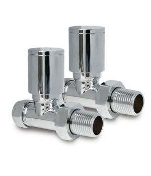 Round Chrome Straight Pair of Radiator Valves