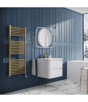 Neptune Brushed Gold Electric Heated Towel Rail - 1200x500mm