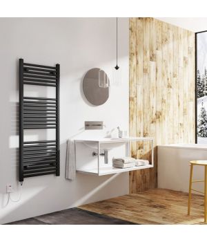 Triton Matt Black Electric Heated Towel Rail - 1200x500mm
