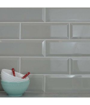 Light Grey Bevel Brick Polished Ceramic Wall Tiles