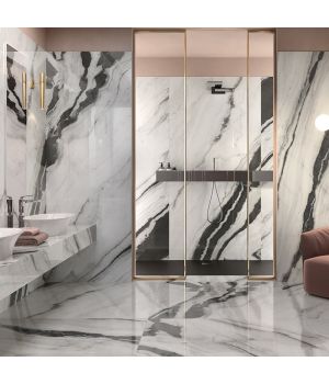 Panda White Marble Effect Porcelain Tiles