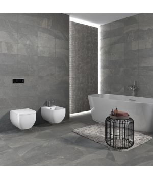 Riverstone Light Grey Rock Structured Stone Effect Porcelain Tiles