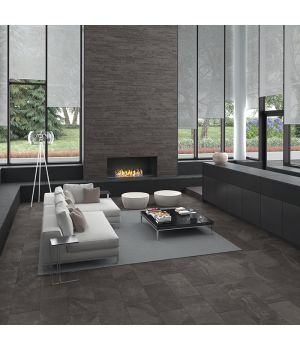 Riverstone Black Rock Structured Stone Effect Porcelain Tiles