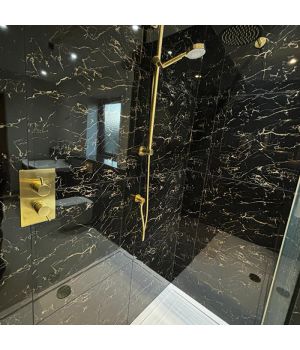 Rio Black Marble Effect With Gold Veins Porcelain Tiles