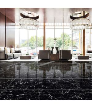 Black Rose Polished Porcelain Marble Effect Tiles