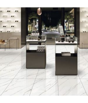 Vanetto White Polished Marble Effect Porcelain Tiles