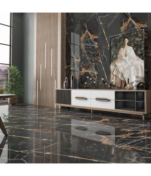 Lexa Black Marble Effect Porcelain Tiles