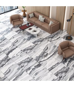 River Grey Marble Effect Porcelain Tiles