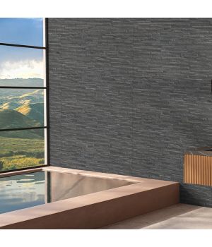 Ledgestone Black Split Face Slate Effect Porcelain Cladding