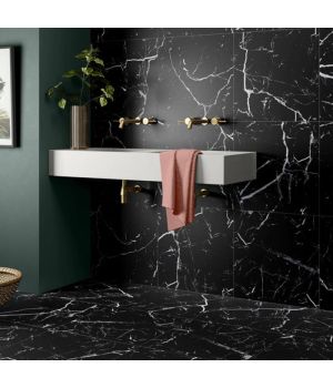 Genova Black Matt Marble Effect Porcelain Tiles