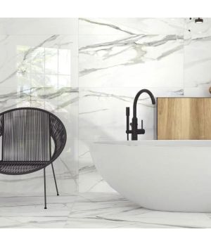 Sublime White Matt Carrara Marble Effect Porcelain Tiles