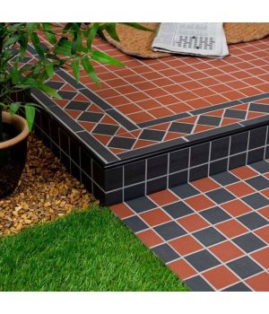 Victorian Red & White Chequer Mosaics Corner