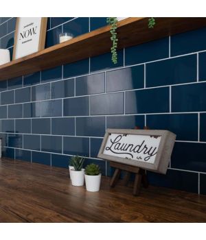 Liso Marine Blue Gloss Brick Tiles 