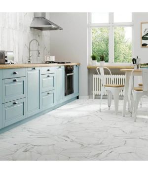 Vanato Hexagon White Marble Effect Tiles