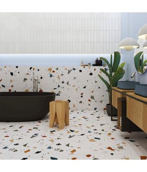 Stracciatella Nacar White Terrazzo Effect Porcelain Tiles