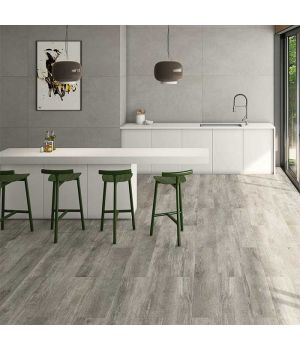 Lenk Smoke Grey Wood Effect Porcelain Tiles