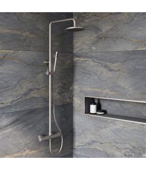 Pontus Brushed Nickel Round Thermostatic Shower Pack