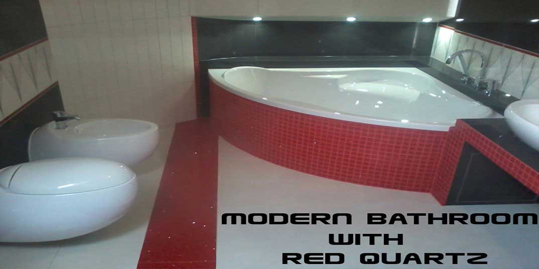 Modern Bathroom with Red Quartz